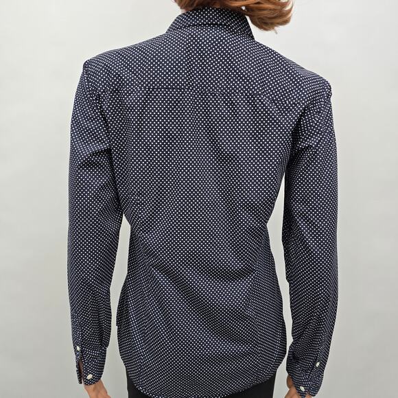 L.L.Bean Signature Collection Polka dot Button-up Shirt Size 4 Long sleeve Navy - Picture 9 of 12